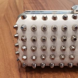 Studded white clutch